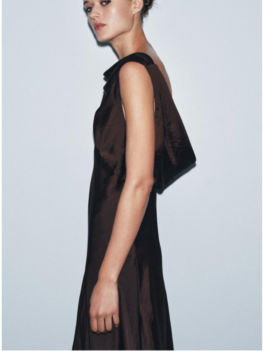 ✨ Zara ZW Satin Midi Dress in Brown Size M — brand new, never worn ✨